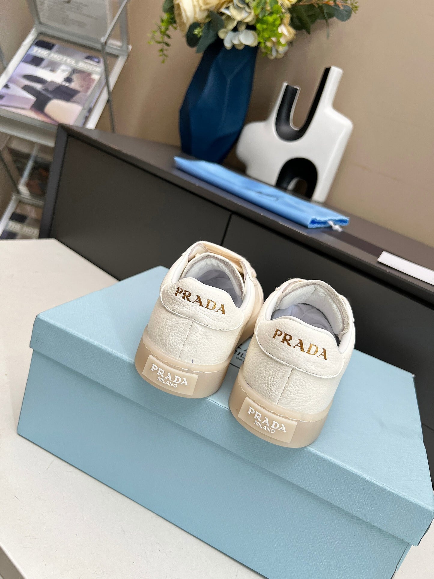 Prada Unisex Sneakers Triangle Logo Luxury Fashion Sneakers