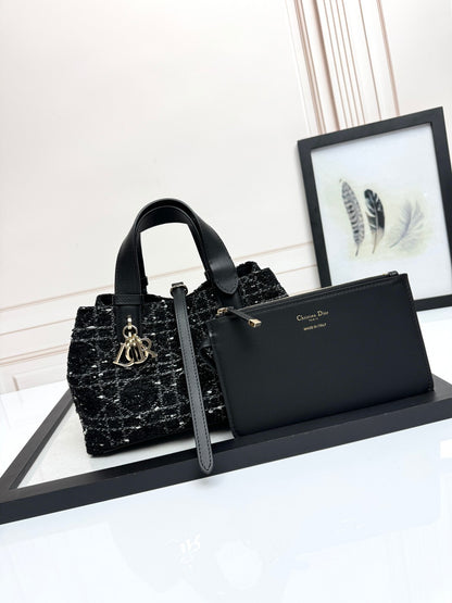 Chic Dior Toujours Tote Bag With Signature Pattern And Metallic Logo Charm For Fashion Lovers D2822
