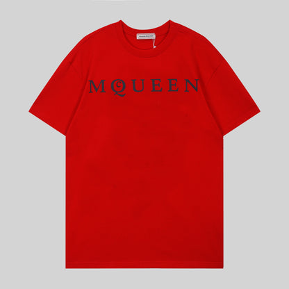 Alexander McQueen White T - Shirt With Classic Black MQUEEN Logo Print