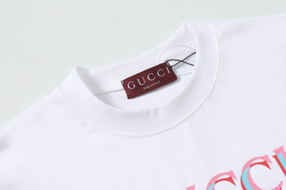 Gucci Black/White Tee With Colorful 3D Logo For Trendy Luxury Streetwear Styles