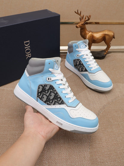 Dior Men's High Top Sneakers with Oblique Pattern and Adjustable Strap