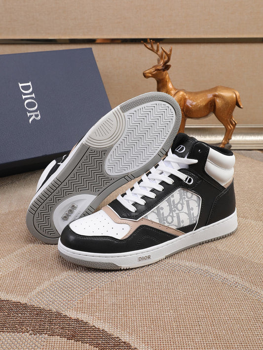 Dior Men's High Top Sneakers with Oblique Pattern and Adjustable Strap