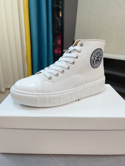 Versace Men's High-Top Sneakers - Luxury Designer Athletic Footwear with Baroque Print & Greek Key