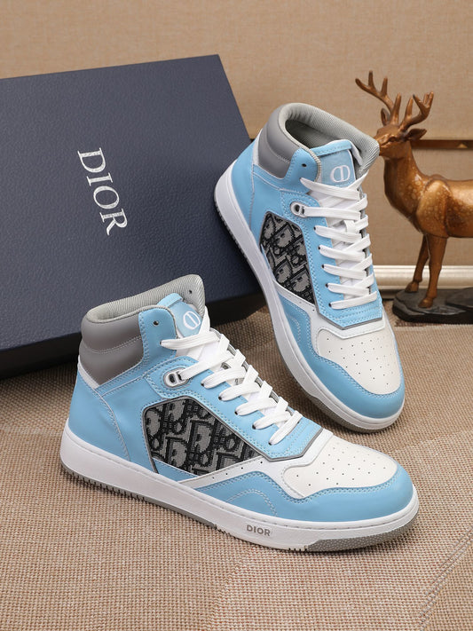 Dior Men's High Top Sneakers with Oblique Pattern and Adjustable Strap
