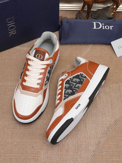 Dior Mens Sneakers Luxury Leather Casual Shoes With Oblique Pattern