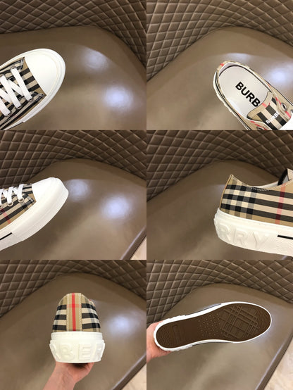 Burberry Unisex Plaid Canvas Sneakers Stylish Comfortable Footwear For Men And Women