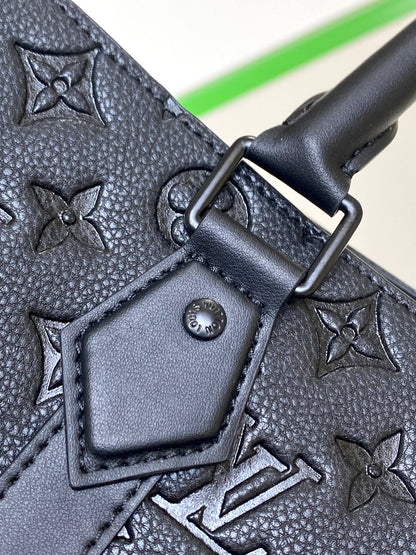 Elegant Louis Vuitton Black Embossed Leather Tote Bag for Timeless Luxury Style M47059