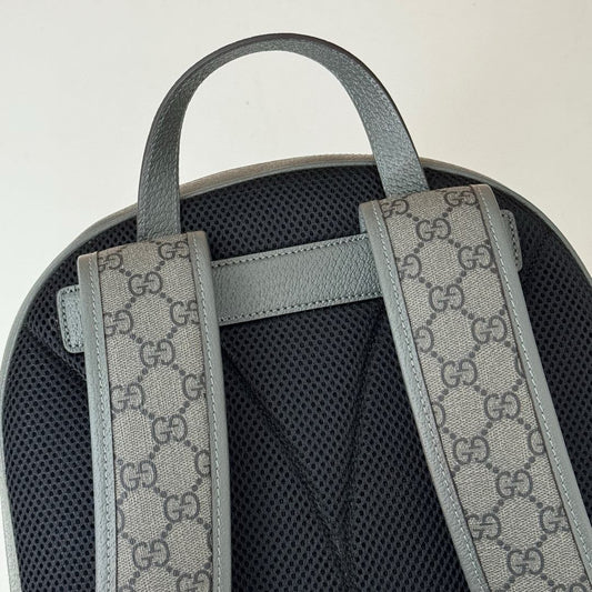 Fashionable Gray Gucci Backpack With Signature GG Pattern And Functional Design 821938