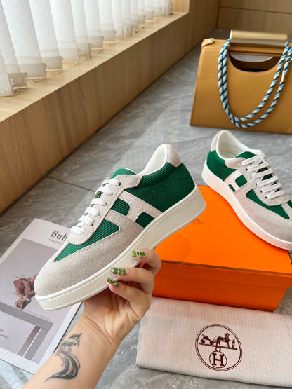 Hermes Women's Sneakers Iconic H Logo Leather Casual Fashion Shoes