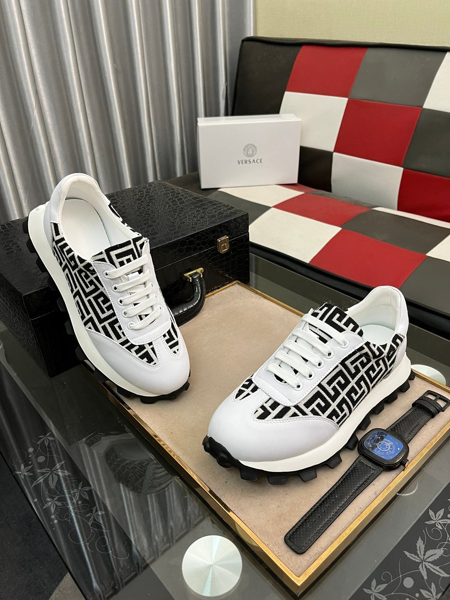 Versace Men's Sneakers - Luxury Designer Athletic Footwear with Greek Key Pattern