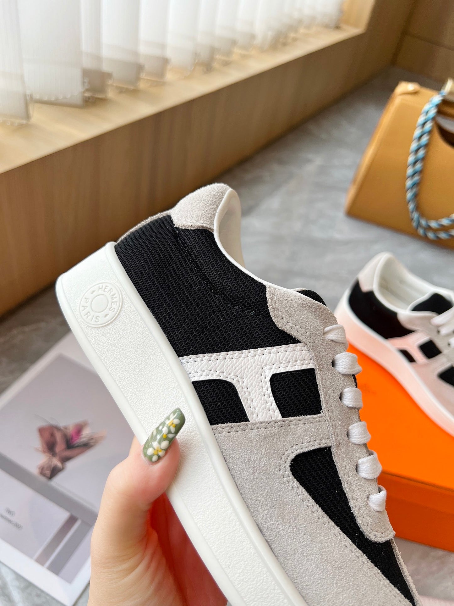 Hermes Women's Sneakers Iconic H Logo Leather Casual Fashion Shoes