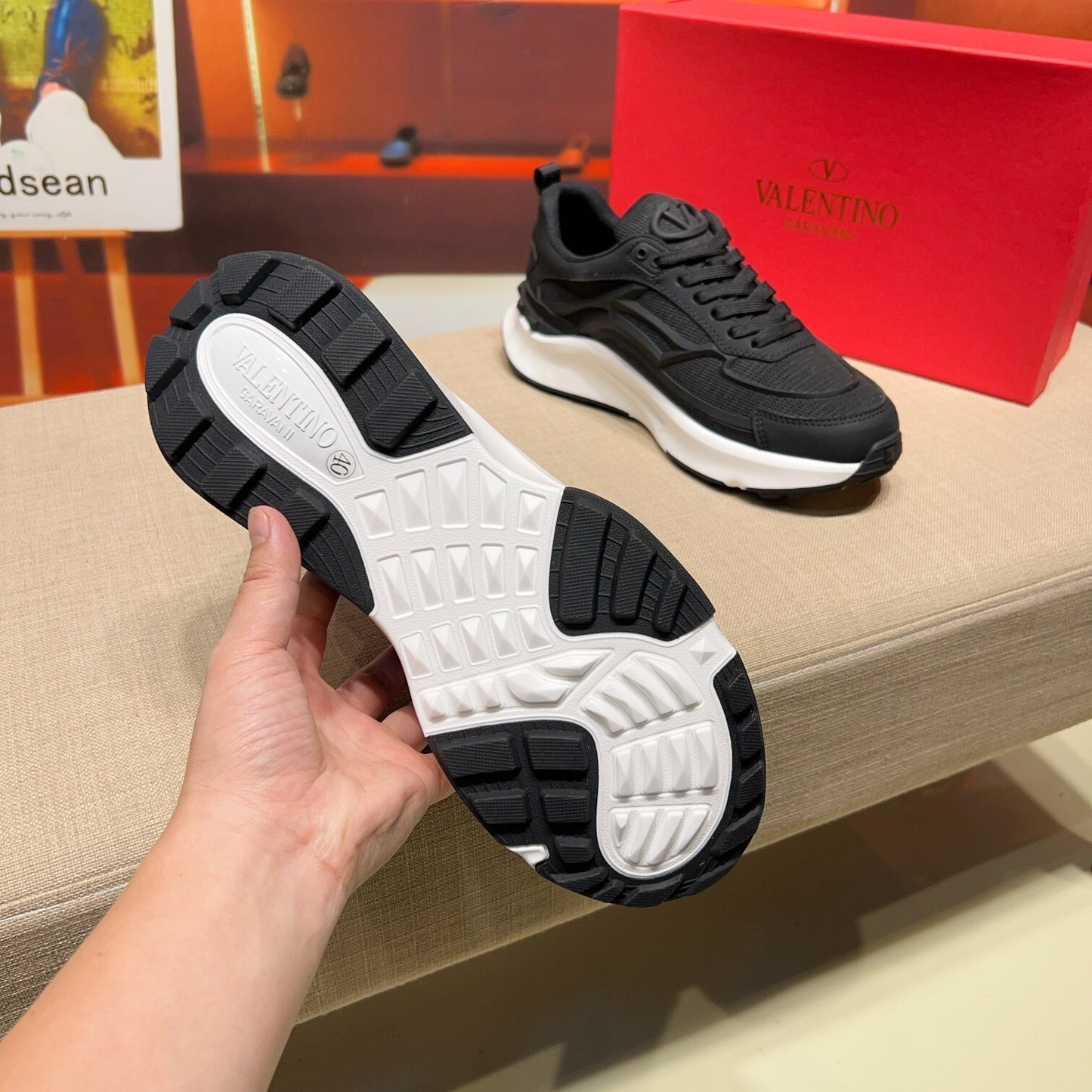Valentino Men's Luxury Sneakers Fashion Mesh Design Casual Athletic Shoes