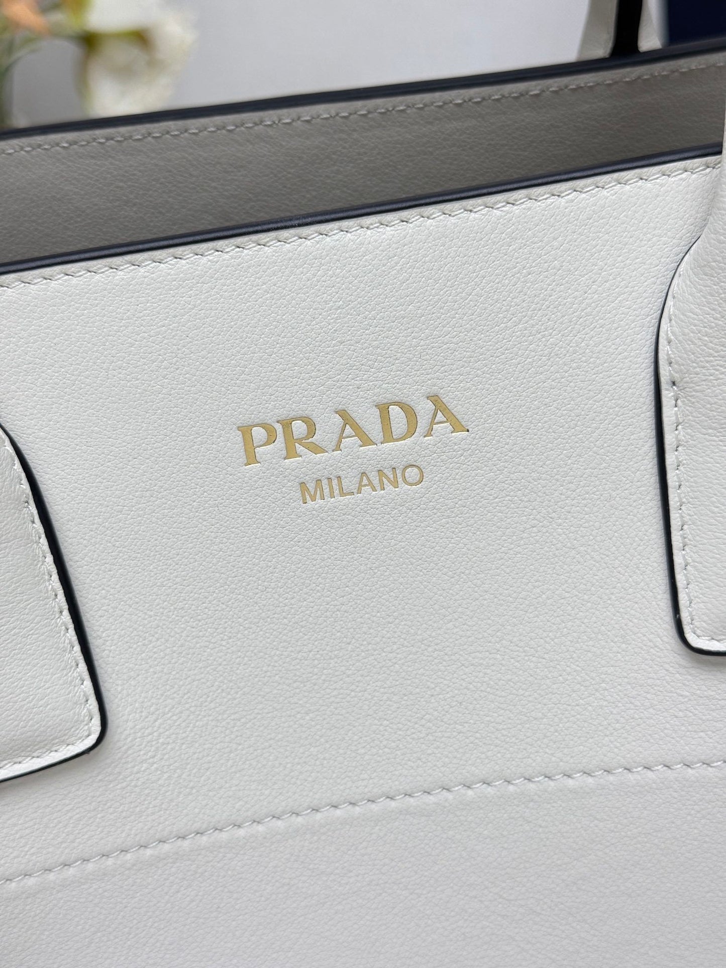 Prada White Leather Dome Satchel Bag With Top Handles 1BG538