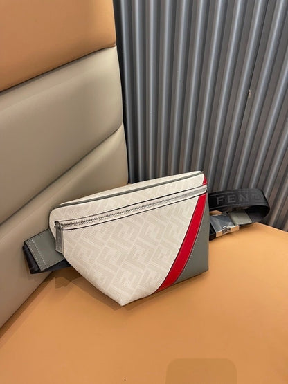Stylish Fendi Belt Bag With Iconic FF Pattern And Bold Yellow Branding 7vA562