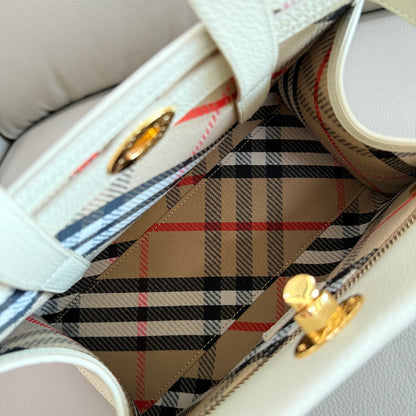 Timeless Cream Burberry Handbag with Gold - Tone Embellishment and Detachable Strap Style No.3491