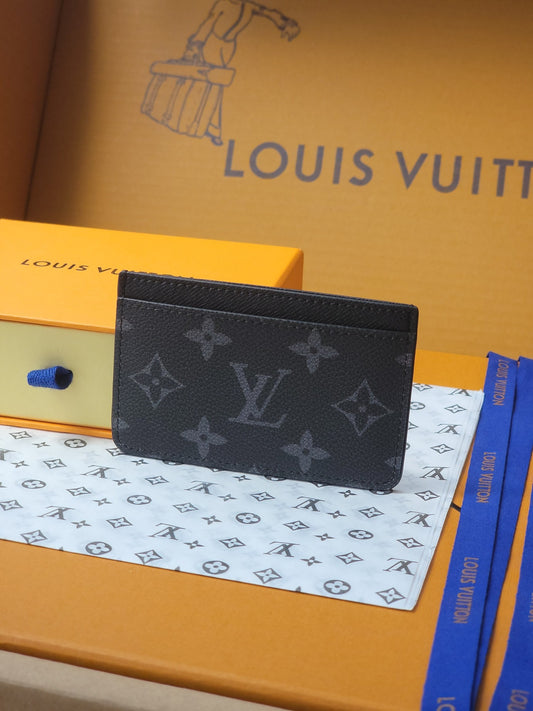 Stylish Louis Vuitton Black Card Holder With Colorful Stripes And Custom GV Initials M01902
