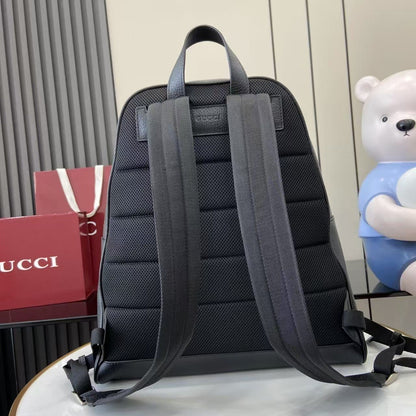 Stylish Black Gucci Backpack With Signature GG Logo And Web Stripe For Fashion - Forward Individuals 834466
