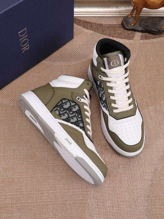 Dior Men's High Top Sneakers with Oblique Pattern and Adjustable Strap