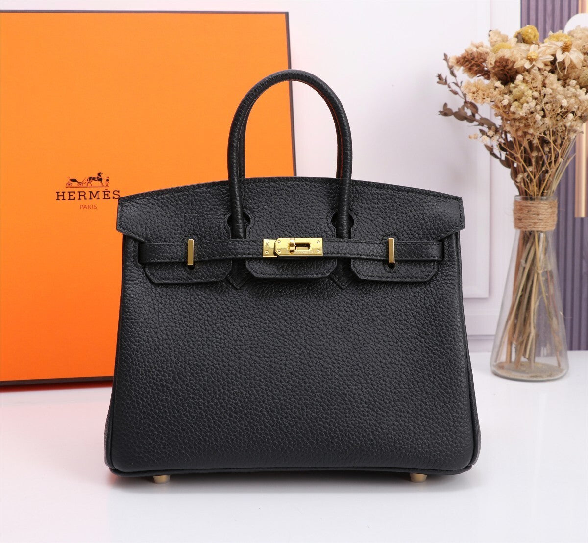 Classic Orange Hermes Birkin Handbag With Gold Hardware 5535