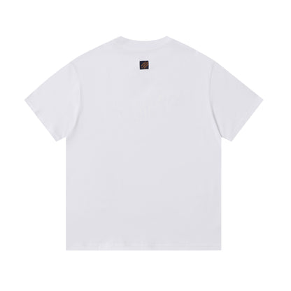 Louis Vuitton White/Black/Blue T - Shirt Featuring Embroidered "LV Lovers" Logo Design
