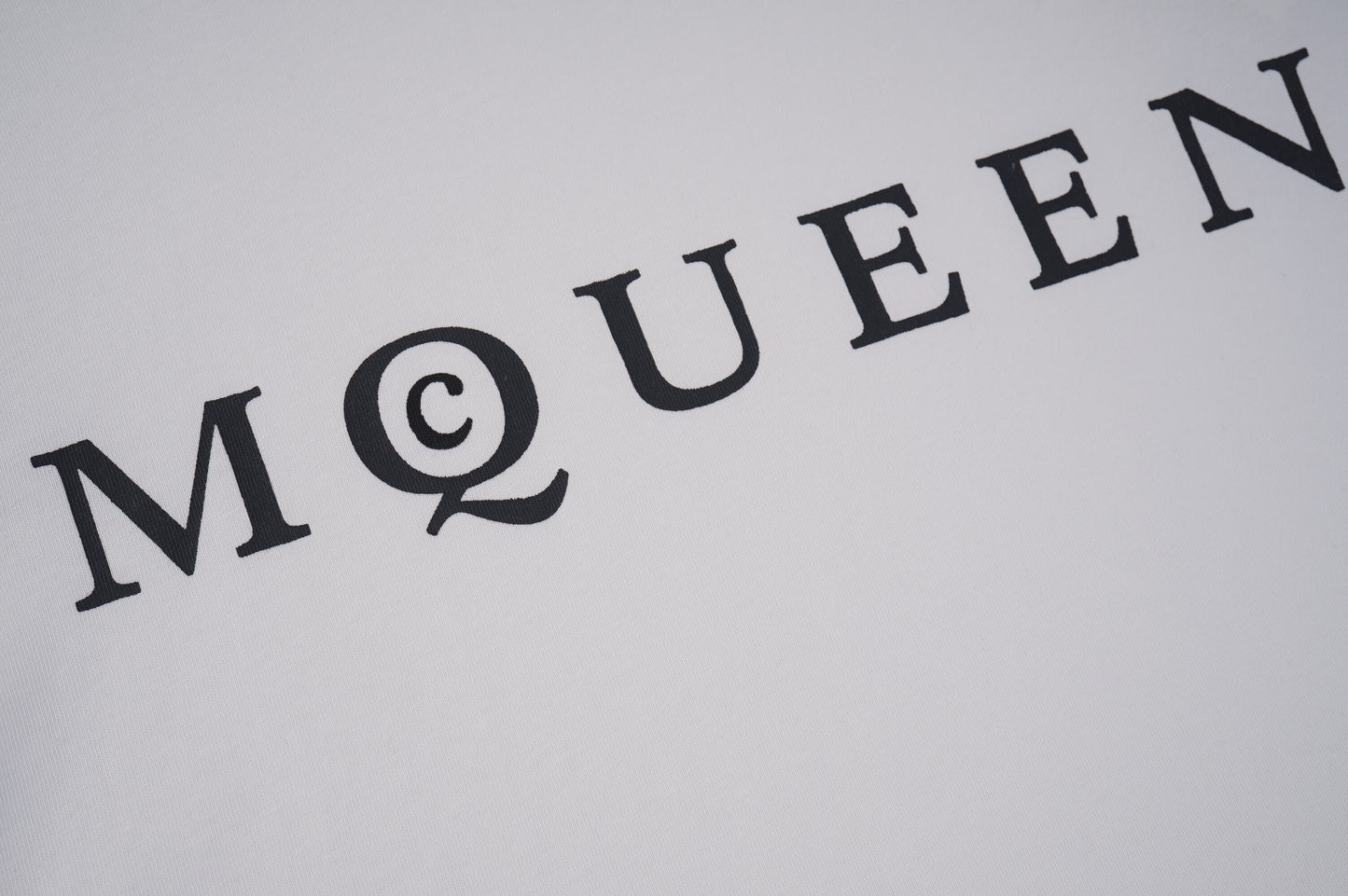 Alexander McQueen White T - Shirt With Classic Black MQUEEN Logo Print