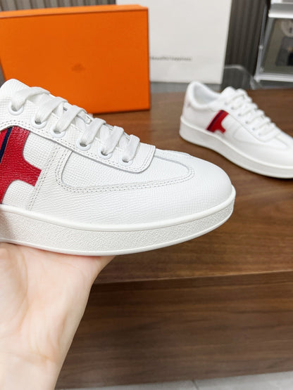Hermes Women's Sneakers Iconic H Logo Leather Casual Fashion Shoes
