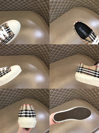 Burberry Unisex Classic Plaid Canvas Sneakers Fashionable Comfortable Footwear For Men And Women With Iconic Check Design