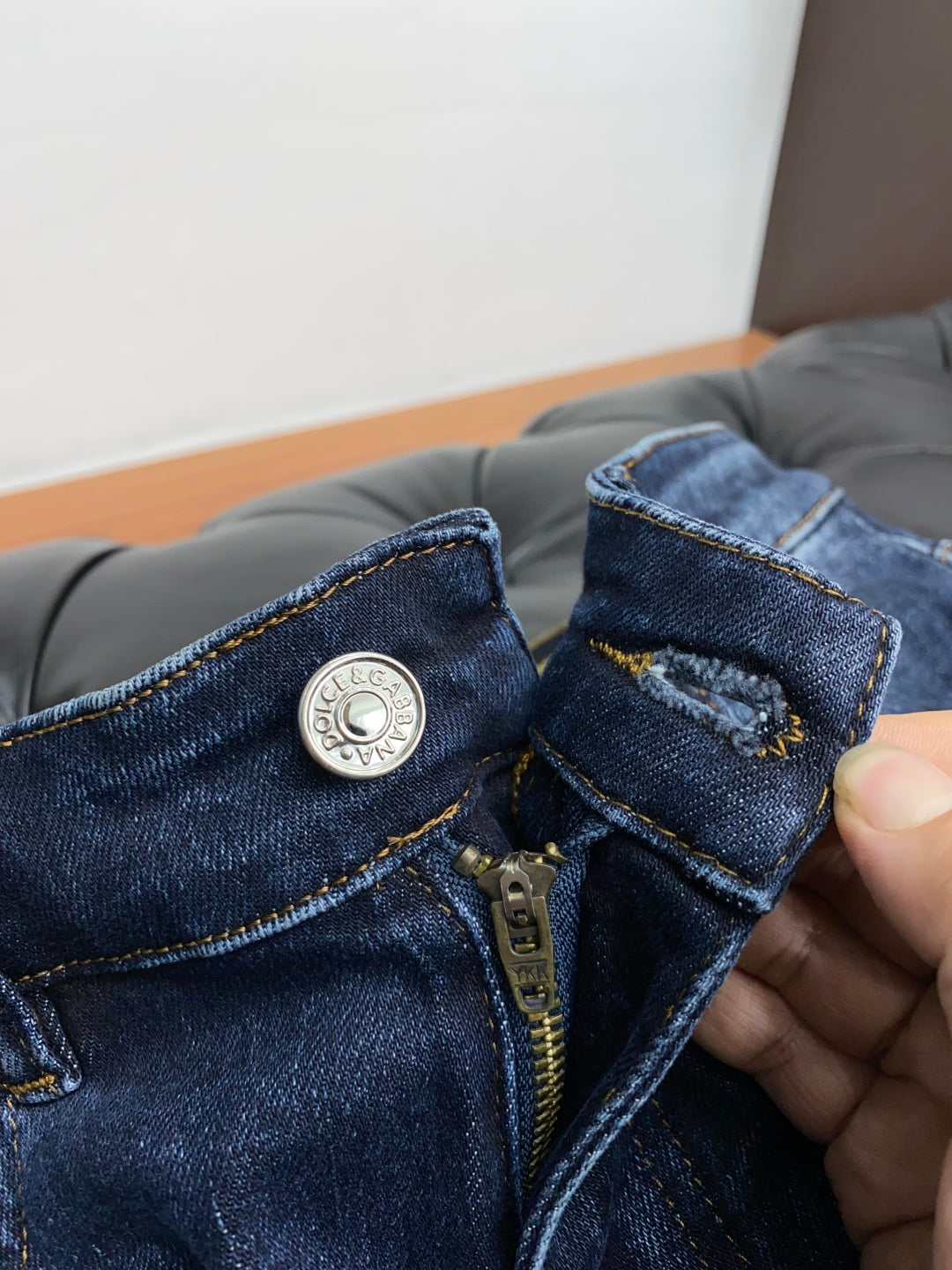 Dolce & Gabbana Dark Blue Denim Jeans With Rolled - Up Cuffs
