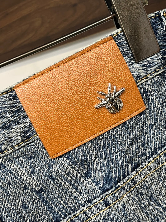 Dior Light Blue Denim Jeans With Unique Pattern And Logo Tag