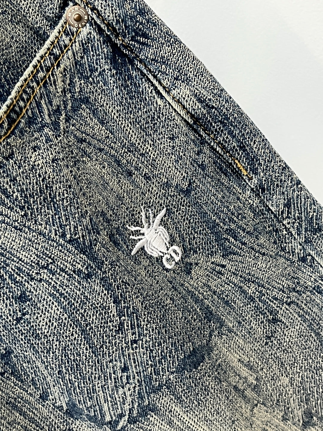 Dior Light Blue Denim Jeans With Unique Pattern And Logo Tag