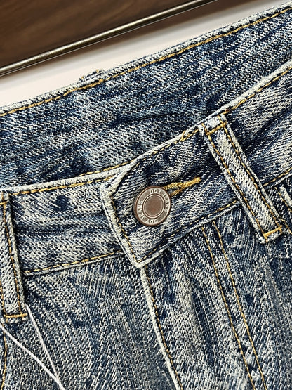 Dior Light Blue Denim Jeans With Unique Pattern And Logo Tag
