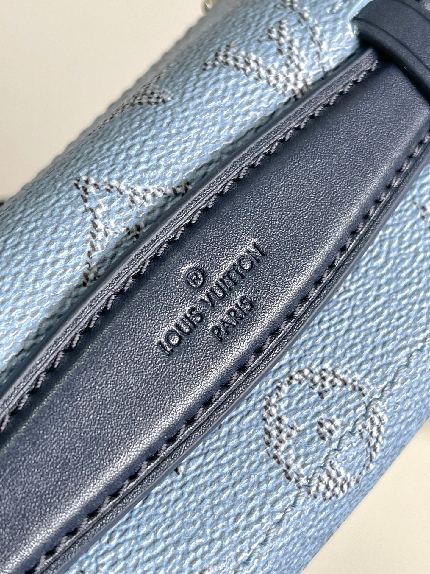 Chic Louis Vuitton Blue Monogram Trunk Bag With Navy Accents And Silver Hardware