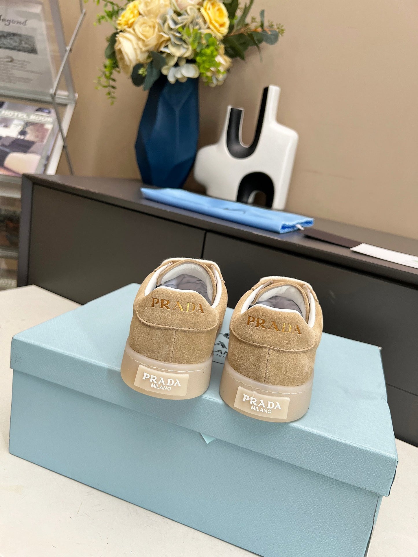 Prada Unisex Sneakers Triangle Logo Luxury Fashion Sneakers