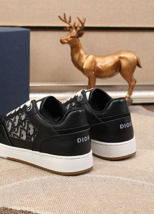 Dior Mens Sneakers Luxury Leather Casual Shoes With Oblique Pattern