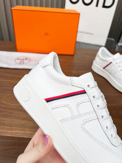 Hermes Women's Sneakers Iconic H Logo Leather Casual Fashion Shoes