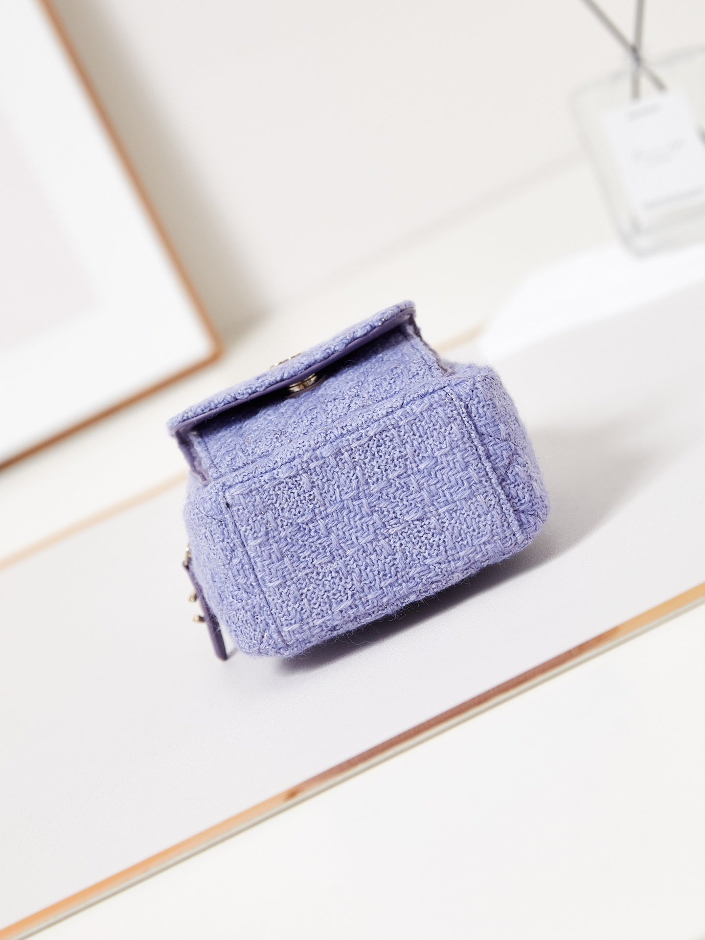 Chanel Mini Backpack in Lavender Tweed with Quilted Pattern and Gold - Tone Chain Straps AP3753