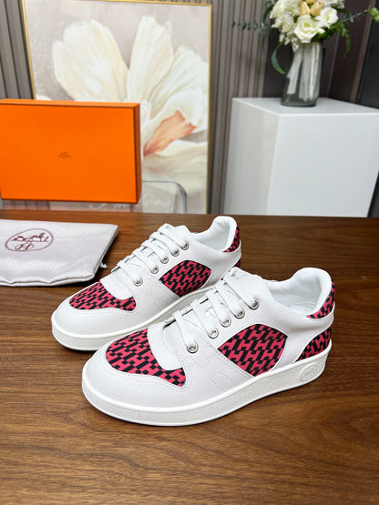 Hermes Women's Sneakers Iconic H Logo Leather Casual Fashion Shoes