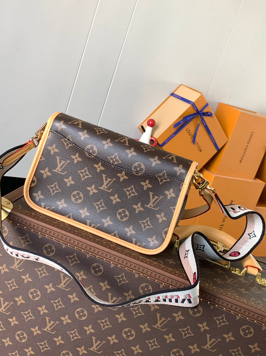 Stylish Louis Vuitton Monogram Crossbody Bag With Colorful Webbing Strap And Buckle Detail