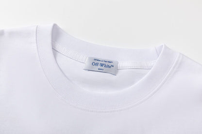 Off White White/Black T Shirt With Stylish Yellow Script Logo On Chest