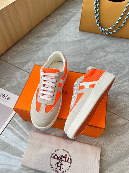 Hermes Women's Sneakers Iconic H Logo Leather Casual Fashion Shoes
