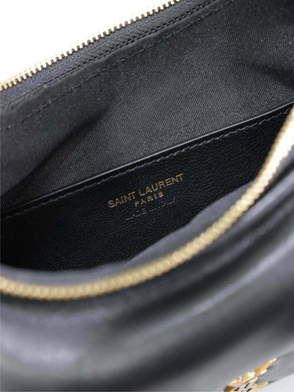 YSL CALYPSO Black Leather Hobo Bag With Iconic Gold Logo 791484