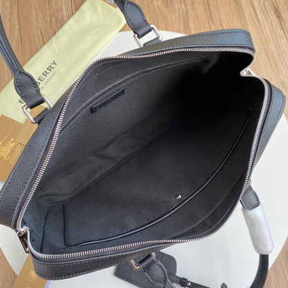 Elegant Black Burberry Briefcase With TB Monogram For Sophisticated Business And Travel Occasions Style No.700112