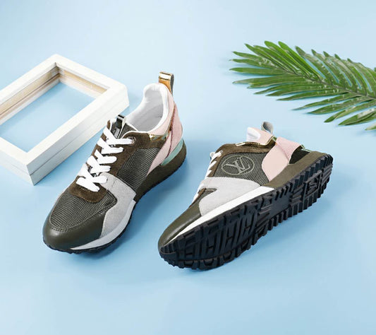 Louis Vuitton Women's Multicolor Mesh And Suede Sneakers With Logo