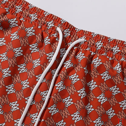 Men's AMIRI Red Patterned Short - Sleeve Shirt And Shorts Set