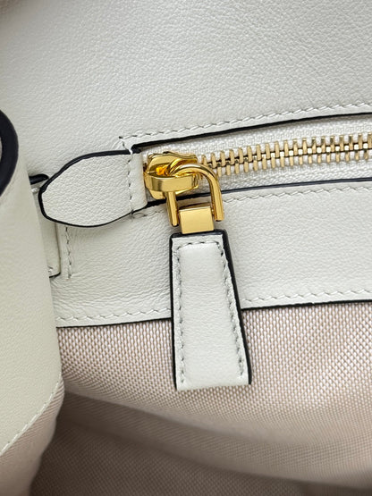 Prada White Leather Dome Satchel Bag With Top Handles 1BG538