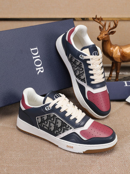 Dior Mens Sneakers Luxury Leather Casual Shoes With Oblique Pattern