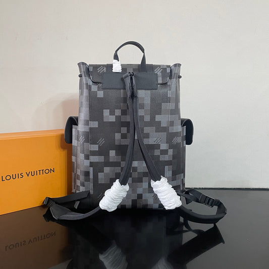 Louis Vuitton Pixel Camouflage Leather Backpack For Fashion And Travel Needs