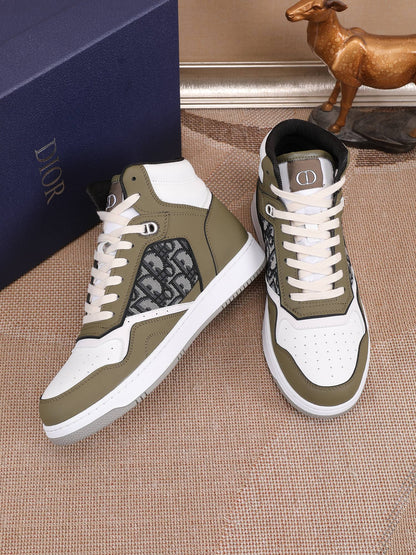 Dior Men's High Top Sneakers with Oblique Pattern and Adjustable Strap