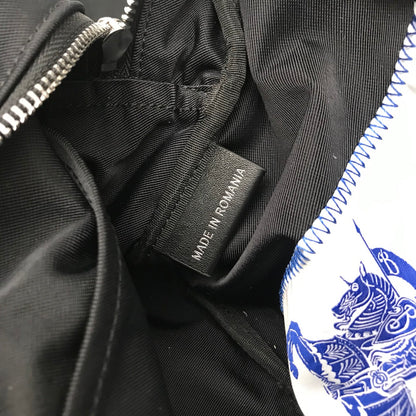 Classic Black Burberry Messenger Bag With Equestrian Knight Logo And Adjustable Strap Style No.265