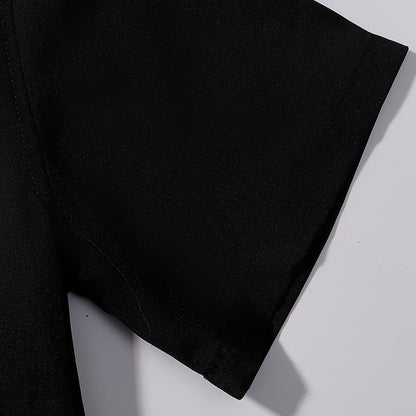 Burberry Style Black/White Short Sleeve Shirt With Checkered Pocket Detail
